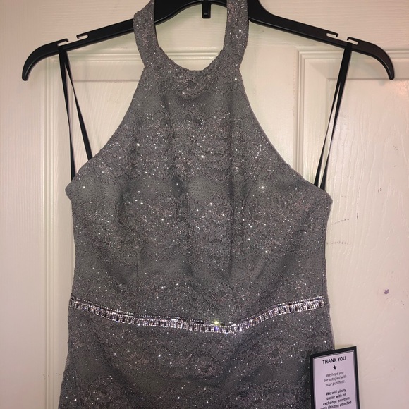 NWT City Studio Juniors' Glitter Lace Dress - Picture 2 of 8